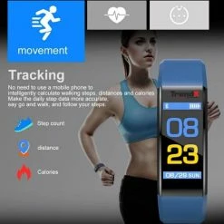 Gloednieuw ⭐ TrendX Smart Sport Horloge 115 Plus - ⌚ Watch - Hardloop Armband - Stappenteller - Hartslagmeter - Bloeddrukmeter - Activity Tracker - Bluetooth - Waterdicht - Gezond - Fitness - Blauw 🧨 -Sieraden-horloges Winkel 550x545