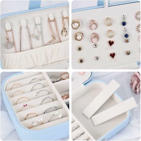 Korting ❤️ BOTC Sieradendoos - Juwelendoos - Sieraden Doos - Opbergdoos - Reis Juwelen Opbergdoos - Blauw ⭐ 4 Korting ❤️ BOTC Sieradendoos - Juwelendoos - Sieraden Doos - Opbergdoos - Reis Juwelen Opbergdoos - Blauw ⭐ - Afbeelding 2