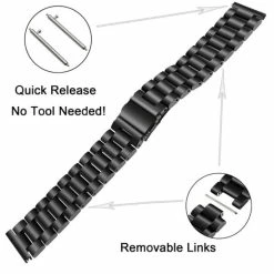 Korting ⭐ Merkloos Horlogeband - Metaal Schakel - 22mm - Zwart 🤩 -Sieraden-horloges Winkel 550x548