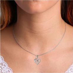 Groothandel 💯 Lucardi Zilveren Ketting En Hanger - Hart Met Zirkonia - 45 Cm ✔️ -Sieraden-horloges Winkel 550x549 12