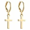 Goedkoop 🎉 Fako Bijoux® - Minimalistische Oorbellen - Kruisje - Ring Oorbellen - Goudkleurig ⭐