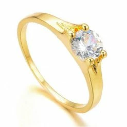 Beste Verkoop 🥰 Damesdingetjes Ring - Stainless Steel - Maat 17 - 17,2 Millimeter - Goudkleurig - Verkleurd Niet - Zirkonia Steen 👍