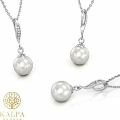 Korting 👏 Yolora Dames Ketting Met Kalpa Camaka Parel En Kristal Hanger - Zilver Kleurig - 18K Witgoud Verguld - Cadeauverpakking 😀 -Sieraden-horloges Winkel 550x550 1121