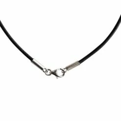 Beste Pirce ✨ AuBor ®. Leren Ketting Met Zilveren Sluiting. Zwart. 2mm × 45cm 👍