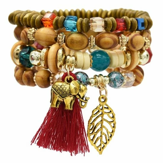 Goedkoop โ๏ธ Fako Bijoux® - Armband Set - Boho - Bohemian - Olifant - Rood - Sinterklaas & Kerst ๐ฏ 3 Goedkoop โ๏ธ Fako Bijoux® - Armband Set - Boho - Bohemian - Olifant - Rood - Sinterklaas & Kerst ๐ฏ
