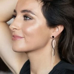 Flash-uitverkoop ⌛ Chic By Lirette - RVS Rosé Zwart Oorbellen Rond Gekruld - Elegante Oorhangers - Rose Goud Inc. Sieradenzakje 🧨 -Sieraden-horloges Winkel 550x550 1158