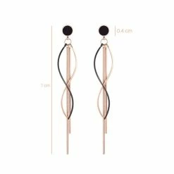 Flash-uitverkoop ⌛ Chic By Lirette - RVS Rosé Zwart Oorbellen Rond Gekruld - Elegante Oorhangers - Rose Goud Inc. Sieradenzakje 🧨 -Sieraden-horloges Winkel 550x550 1159