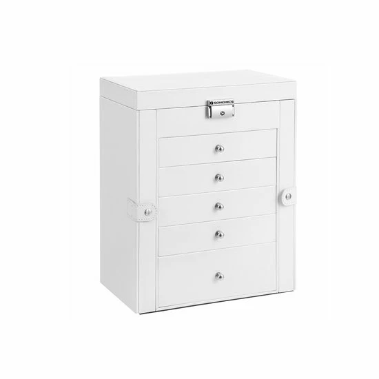 Gloednieuw ๐ Merkloos Signature Home Ely Sieradendoos Met Spiegel En Sluiting , Juwelendoos Grote 6-delige - Met Scharnierende Zijdeuren - Laden - Voor Ringen - Oorbellen - Wit โค๏ธ 6 Gloednieuw ๐ Merkloos Signature Home Ely Sieradendoos Met Spiegel En Sluiting , Juwelendoos Grote 6-delige - Met Scharnierende Zijdeuren - Laden - Voor Ringen - Oorbellen - Wit โค๏ธ - Afbeelding 4