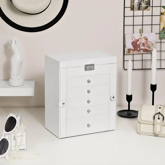 Gloednieuw ๐ Merkloos Signature Home Ely Sieradendoos Met Spiegel En Sluiting , Juwelendoos Grote 6-delige - Met Scharnierende Zijdeuren - Laden - Voor Ringen - Oorbellen - Wit โค๏ธ 8 Gloednieuw ๐ Merkloos Signature Home Ely Sieradendoos Met Spiegel En Sluiting , Juwelendoos Grote 6-delige - Met Scharnierende Zijdeuren - Laden - Voor Ringen - Oorbellen - Wit โค๏ธ - Afbeelding 6