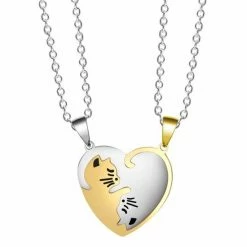 Nieuw 🥰 Fako Bijoux® - Vriendschapsketting - BFF Ketting - RVS - Poesjes - Goud/Zilver - Sinterklaas & Kerst 🛒