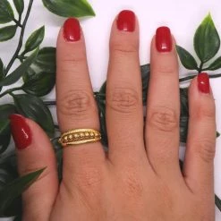 Beste deal 🧨 Despora Anxiety Ring - (Golf) - Stress Ring - Fidget Ring - Anxiety Ring For Finger - Draaibare Ring Dames - Spinning Ring - Spinner Ring - (Zilver 925) Gold-Plated ✨ -Sieraden-horloges Winkel 550x550 1282