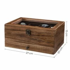 Hete verkoop 🔔 Merkloos Signature Home Tourcoing Horlogebox Met 8 Vakken - 8 Compartiment Horlogebox - Massief Houten Horlogekast Met Glazen Deksel Voor Ringen - Armbanden - Kettingen - Kerst Walnoot 😉 -Sieraden-horloges Winkel 550x550 1295