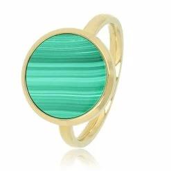 Hete verkoop 😉 My Bendel - Ring Goud - Met Groene Malachiet Steen - My Bendel - De Aderen In Deze Groene Ring Geven De Ring Een Levendige En Warme Uitstraling - Met Luxe Cadeauverpakking 🧨