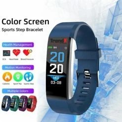 Gloednieuw ⭐ TrendX Smart Sport Horloge 115 Plus - ⌚ Watch - Hardloop Armband - Stappenteller - Hartslagmeter - Bloeddrukmeter - Activity Tracker - Bluetooth - Waterdicht - Gezond - Fitness - Blauw 🧨 -Sieraden-horloges Winkel 550x550 160