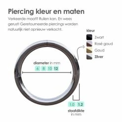 Uitgang 🤩 MATTISE Zilveren Chirurgisch Stalen Ring Piercing — Zilver Kleurige — 12 Mm Diameter & 1,2 Mm Staafdikte — Oorbellen Ringetje Geschikt Voor Helix Tragus Septum Lip Neus Wenkbrauw Piercings ✔️ -Sieraden-horloges Winkel 550x550 196