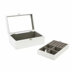 Gloednieuw ⭐ HI Houten Sieradendoos - Sieradenbox - Met Spiegel - Wit 💯 -Sieraden-horloges Winkel 550x550 212