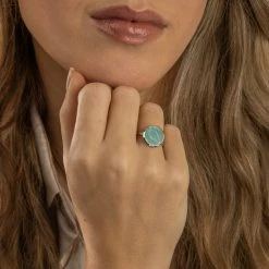 Korting 🧨 My Bendel - Ring Zilver - Met Blauwe Amazoniet Edelsteen - My Bendel - Schitterde Ring Met 12 Mm Ronde Amazoniet Edelsteen - De Aderen In Deze Steen Maken Iedere Ring Uniek - Met Luxe Cadeauverpakking 👏 -Sieraden-horloges Winkel 550x550 23