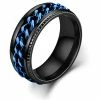 Coupon ⌛ Despora Anxiety Ring - (Ketting) - Stress Ring - Fidget Ring - Anxiety Ring For Finger - Draaibare Ring - Spinning Ring - Zwart-Blauw - (19.25mm / Maat 60) ⌛
