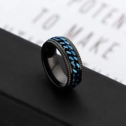 Coupon ⌛ Despora Anxiety Ring - (Ketting) - Stress Ring - Fidget Ring - Anxiety Ring For Finger - Draaibare Ring - Spinning Ring - Zwart-Blauw - (19.25mm / Maat 60) ⌛ -Sieraden-horloges Winkel 550x550 244