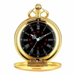 Aanbiedingen 🔔 GWS Zakhorloge Quartz Goud/Zwart – Pocket ⌚ Watch Met Ketting - Quartz Zakhorloge Met Romeinse Cijfers 💯