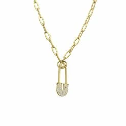 Hete verkoop ⌛ Lucardi - Dames Ketting Met Speld - Bijoux - Ketting - Cadeau - 45 Cm - Goudkleurig 😍