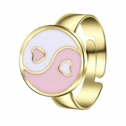 Korting 😍 Lucardi - Dames Ringen Met Roze Yin En Yang - Ring - Cadeau - Bijoux - 🔥
