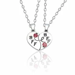 Korting 🥰 Bixorp Friends BFF Ketting Voor 2 Met Zilverkleurig Hartje Lieveheersbeestje - Vriendschapsketting Meisjes - Best Friends Ketting Vriendschap Cadeau Voor Twee 🎁
