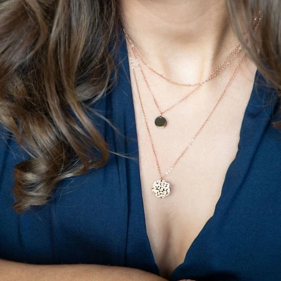 Nieuw 👍 Chic By Lirette 3 Dubbele Stalen Layer Ketting - Gehamerd- RVS - Muntjes Reliëf - Rosé Goud - 38+5 / 42+8 Cm - 3 Kettingen Set Inc. Sieradenzakje 🔔 4 Nieuw 👍 Chic By Lirette 3 Dubbele Stalen Layer Ketting - Gehamerd- RVS - Muntjes Reliëf - Rosé Goud - 38+5 / 42+8 Cm - 3 Kettingen Set Inc. Sieradenzakje 🔔 - Afbeelding 2