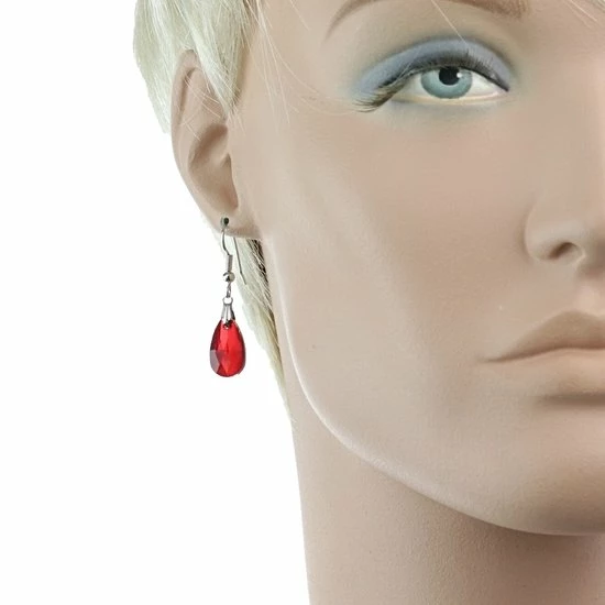 Beste Pirce ✔️ Behave® - Oorbellen Dames – Zilver Kleurig - Oorhangers – Rood – Druppel Vorm 😍 4 Beste Pirce ✔️ Behave® - Oorbellen Dames – Zilver Kleurig - Oorhangers – Rood – Druppel Vorm 😍 - Afbeelding 2