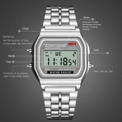 Top 10 🤩 Fashion Favorite Digitaal Retro Horloge - Staal - Zwart - 22 Mm 👍 -Sieraden-horloges Winkel 550x550 462