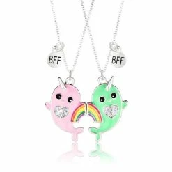 Begroting ✔️ Bixorp Friends BFF Ketting Voor 2 Roze & Groene Narwal Met Regenboog Zilverkleurig - Vriendschapsketting - Twee Helften Best Friends - Voor Meisjes - Best Friends Ketting Vriendschap Cadeau Voor Twee 👏