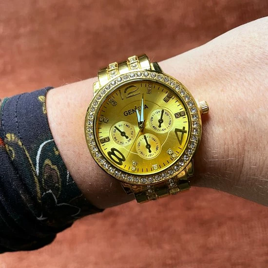 Promo ✔️ Fashion Favorite Geneva Gold Crystal Horloge | Goudkleurig | Staal | Ø 42 Mm ⌛ 4 Promo ✔️ Fashion Favorite Geneva Gold Crystal Horloge | Goudkleurig | Staal | Ø 42 Mm ⌛ - Afbeelding 2