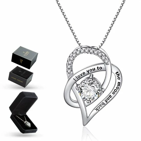 Begroting 😉 Luxore® “I Love You To The Moon And Back” Ketting - Cadeautje Voor Vrouw – Liefdes Verrassing - Geschenkset - Zilver 👏 3 Begroting 😉 Luxore® “I Love You To The Moon And Back” Ketting - Cadeautje Voor Vrouw – Liefdes Verrassing - Geschenkset - Zilver 👏