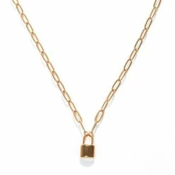 Aanbiedingen ❤️ Laura Ferini Dames Ketting Serratura Goud - Goudkleurige Schakelketting Met Slotje - 18K Geelgoud Verguld - Halsketting - Collier - Sieraad - Accessoires - Dames Ketting Met Hanger 🔔 -Sieraden-horloges Winkel 550x550 687