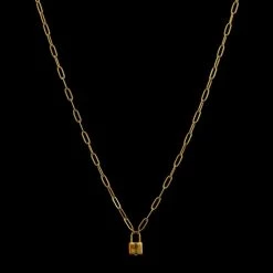 Aanbiedingen ❤️ Laura Ferini Dames Ketting Serratura Goud - Goudkleurige Schakelketting Met Slotje - 18K Geelgoud Verguld - Halsketting - Collier - Sieraad - Accessoires - Dames Ketting Met Hanger 🔔 -Sieraden-horloges Winkel 550x550 692