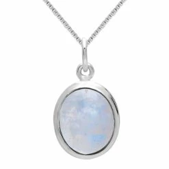 Coupon ⭐ WeLoveSilver Zilveren Ketting Dames Met Hanger | Zilveren Ketting Met Hanger, Maansteen Met Gladde Rand 👍