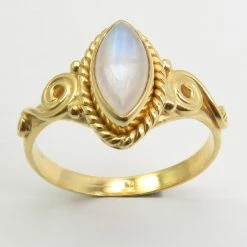 Beste Pirce โค๏ธ Terra Edela Natuursieraad - 925 Sterling Zilver Goud Verguld Maansteen Ring Maat 17.25 - Luxe Edelsteen Sieraad - Handgemaakt โค๏ธ