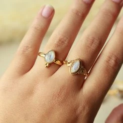 Beste Pirce ❤️ Terra Edela Natuursieraad - 925 Sterling Zilver Goud Verguld Maansteen Ring Maat 17.25 - Luxe Edelsteen Sieraad - Handgemaakt ❤️ -Sieraden-horloges Winkel 550x550 738