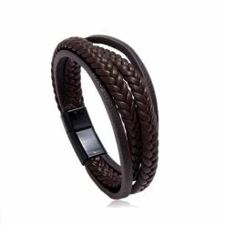 Goedkoopste ๐ Lederen Armband | Bruin / Zwart | RVS Sluiting | 20,5 Cm | Fashion Favorite ๐ฅฐ