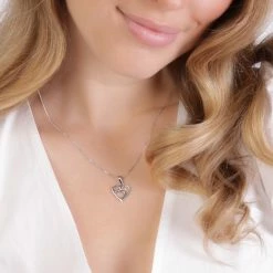 Groothandel 💯 Lucardi Zilveren Ketting En Hanger - Hart Met Zirkonia - 45 Cm ✔️ -Sieraden-horloges Winkel 550x550 782