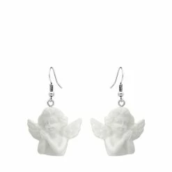 Aanbiedingen 🎁 Lucardi - Dames Witte Bijoux Oorbellen Engel - Oorbellen - Cadeau - Bijoux - Wit 🧨