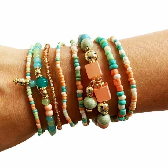 Kopen π Boho Armbandenset (8 Stuks) - Multilayer Kristal Kralen - Dames - Lieve Jewels β 3 Kopen π Boho Armbandenset (8 Stuks) - Multilayer Kristal Kralen - Dames - Lieve Jewels β