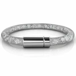 Beste Verkoop 🌟 Yolora Dames Mesh Armband - Kalpa Camaka Kristallen - Zilverkleurig - Vrouwen Armband Zilver - Sieraden - Luxe Giftbox - Geschenkdoos - Cadeau Doos - Exclusieve Geschenkverpakking - Mooie Cadeauverpakking 🔥