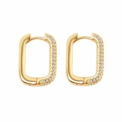 Hete verkoop โ Fashion Favorite Ovale Zirkonia Oorringen | Goudkleurig Groot | 16 X 20 Mm ๐งจ