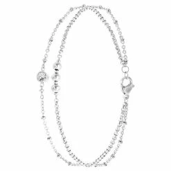 Gloednieuw ✨ Lucardi - Gerecycled Dubbele Stalen Enkelbandje Met Een Steentje 👍