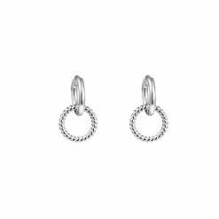 Goedkoop 🛒 Go Dutch Label Oorhangers Circle Zilver E2786-1 ⌛