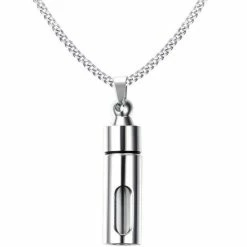 Uitgang ⌛ TrendFox Ketting Met Afsluitbare Ashanger Urn (breed Model) - Zilver Kleurig - Hou Je Dierbare Dicht Bij Je Hart - Ketting Mannen - Ketting Dames - Ketting Heren - Sinterklaas Cadeautjes 🥰