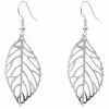Coupon ⭐ No Evil Zilverkleurige Metalen Oorbellen Blad Blaadje 4cm 💯