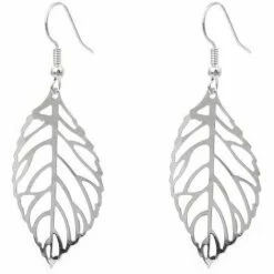 Coupon ⭐ No Evil Zilverkleurige Metalen Oorbellen Blad Blaadje 4cm 💯