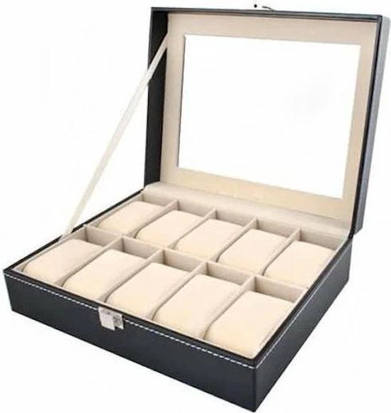 Gloednieuw ⭐ Merkloos Luxe Horlogedoos Met Kussentjes - Horloge-Opbergbox Houder Kist - Opbergkist Heren/Dames - Zwart Leer - 10 Horloges Compartimenten 👏 5 Gloednieuw ⭐ Merkloos Luxe Horlogedoos Met Kussentjes - Horloge-Opbergbox Houder Kist - Opbergkist Heren/Dames - Zwart Leer - 10 Horloges Compartimenten 👏 - Afbeelding 3